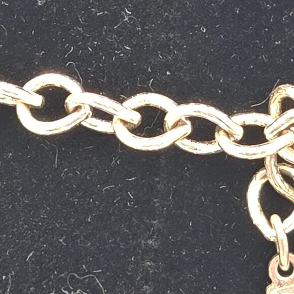 Napier Multi Tone Heavy Link Double Chain 16" Necklace w/ Gold Circle Pendant - Picture 6 of 7